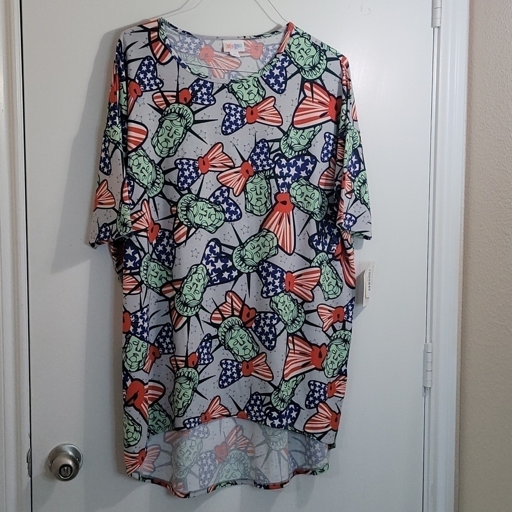 NWT Lularoe Irma Top Statue Of Liberty Patriotic Top Size Large
